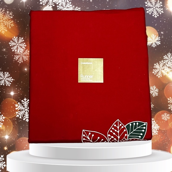 Crate&Barrel Other - NWT Crate & Barrel Winterfest Red Table Runner Embroidered Holiday 14X120”